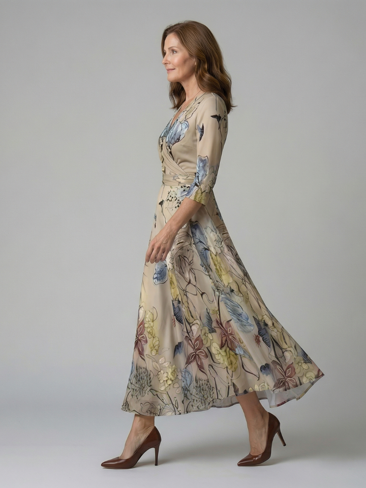 Celine collared wrap midi dress