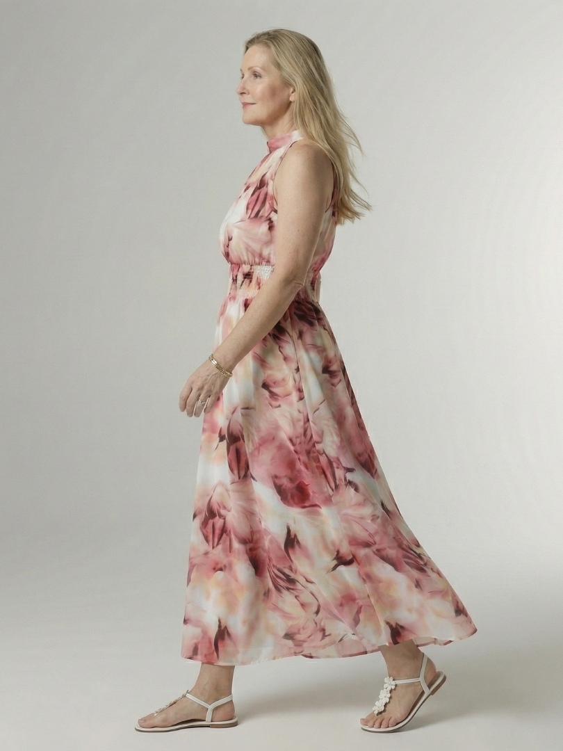 Sylin ruched halter midi dress