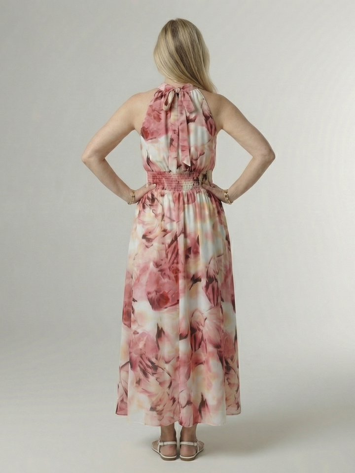 Sylin ruched halter midi dress