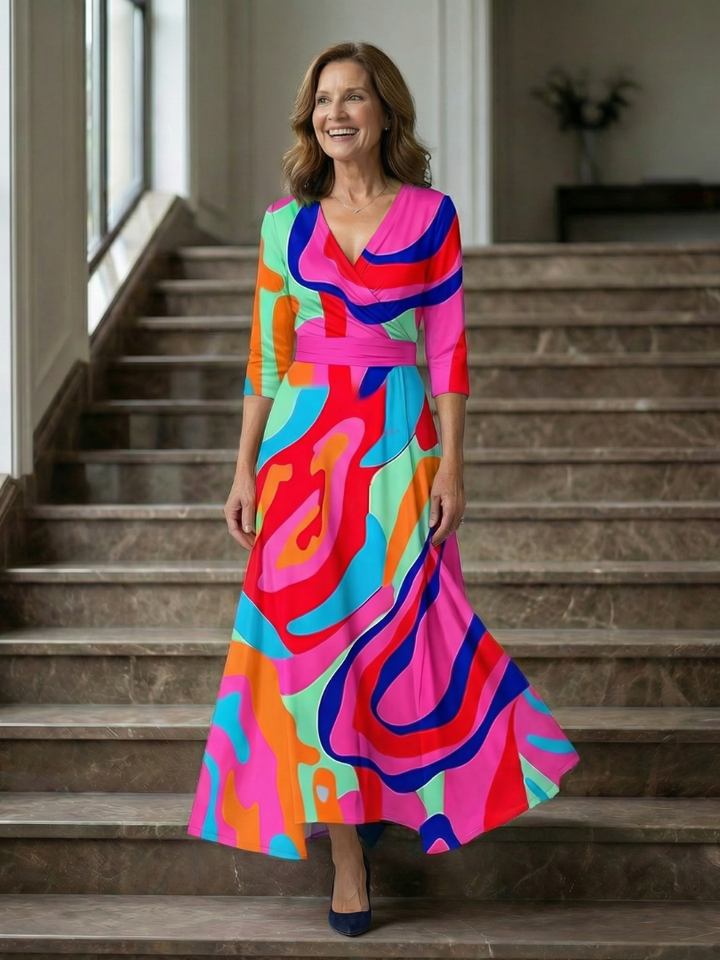 Celine collared wrap midi dress