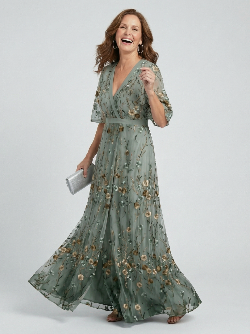 Selora halter maxi dress in sage green