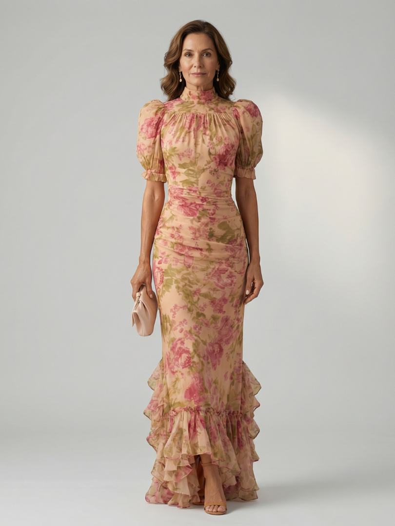 Vianne high-neck floral maxi dress