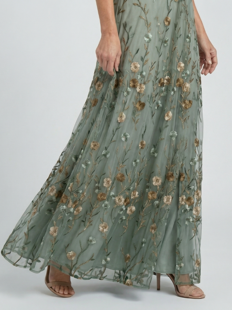 Selora halter maxi dress in sage green