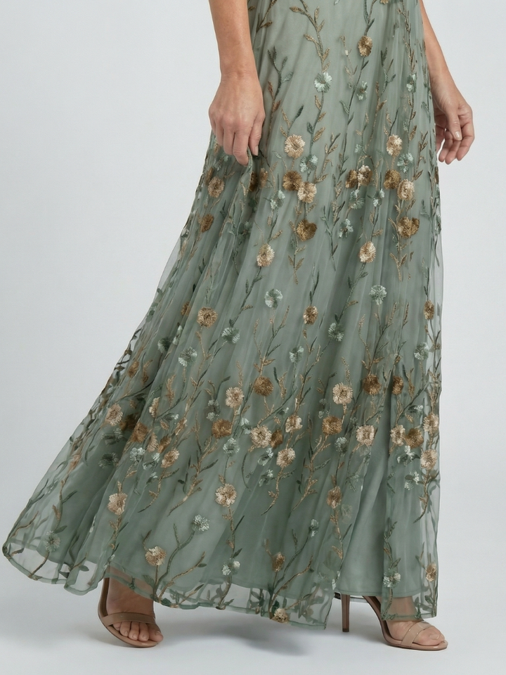 Selora halter maxi dress in sage green