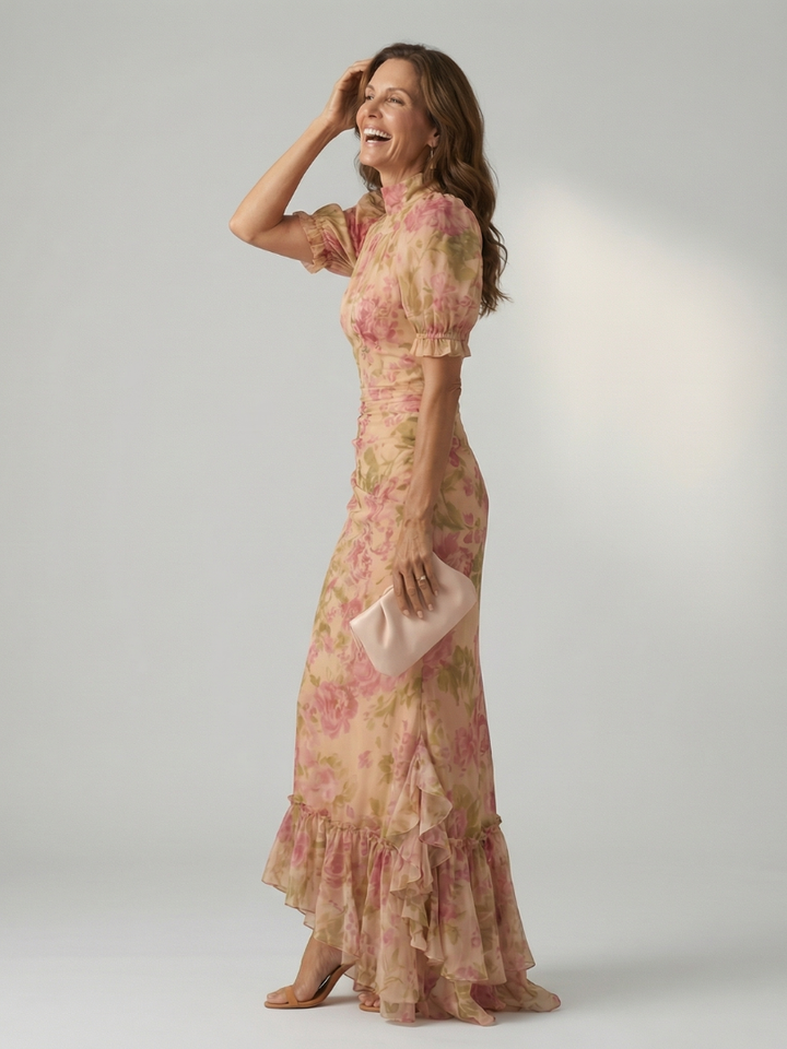 Vianne high-neck floral maxi dress