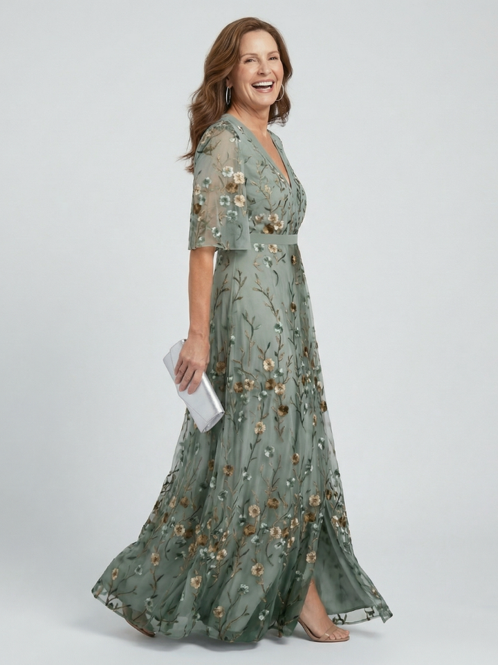 Selora halter maxi dress in sage green