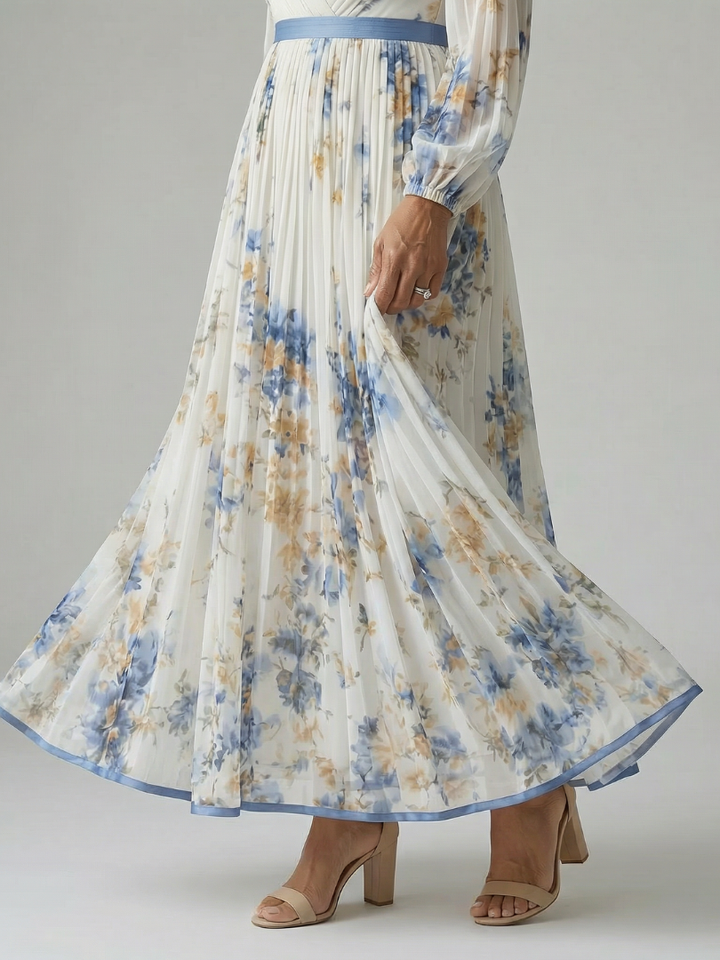 Rielle white pleated wrap midi dress