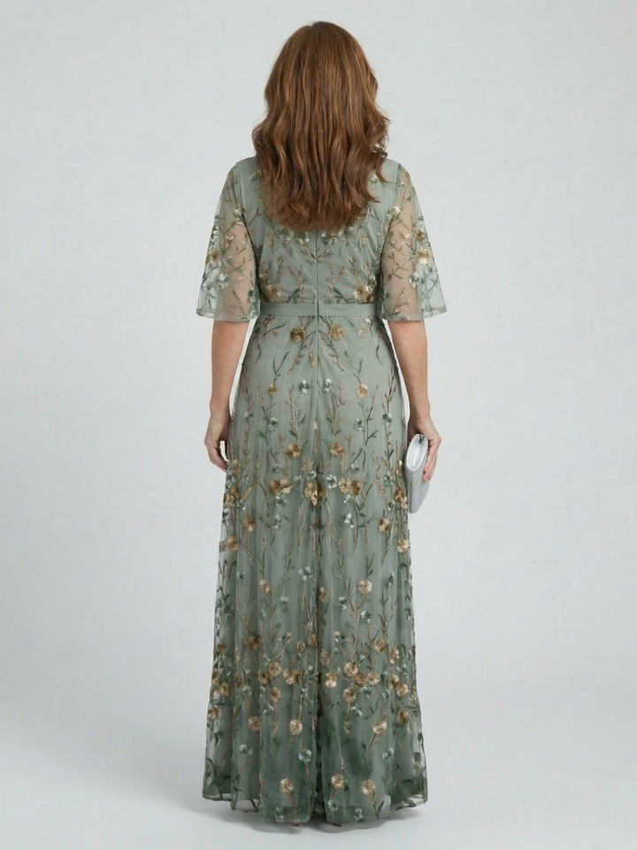 Selora halter maxi dress in sage green