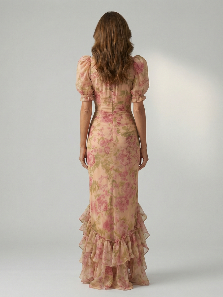 Vianne high-neck floral maxi dress