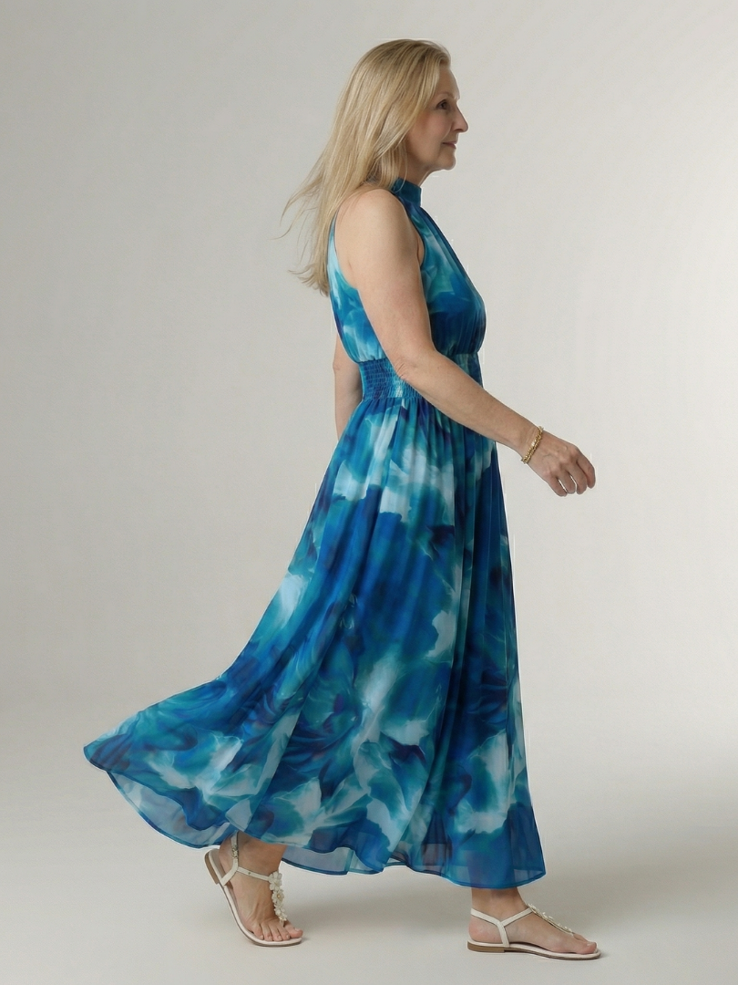 Sylin ruched halter midi dress
