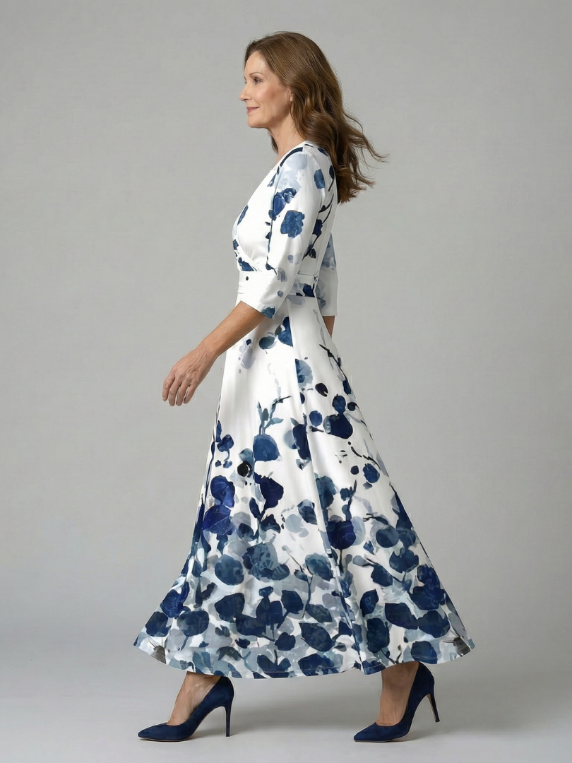 Celine collared wrap midi dress
