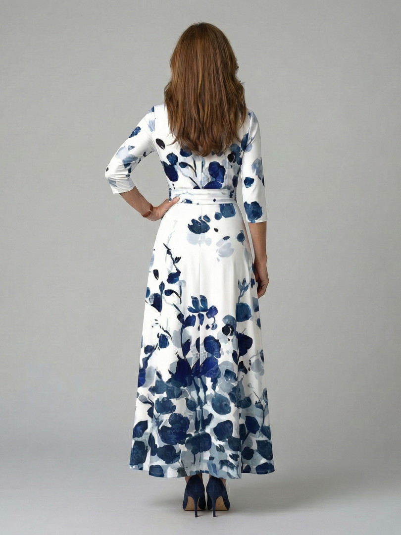 Celine collared wrap midi dress