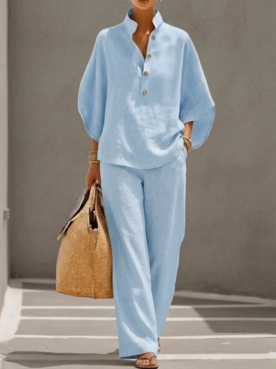 Isla Relaxed Co-ord Set with Wide-Leg Pants