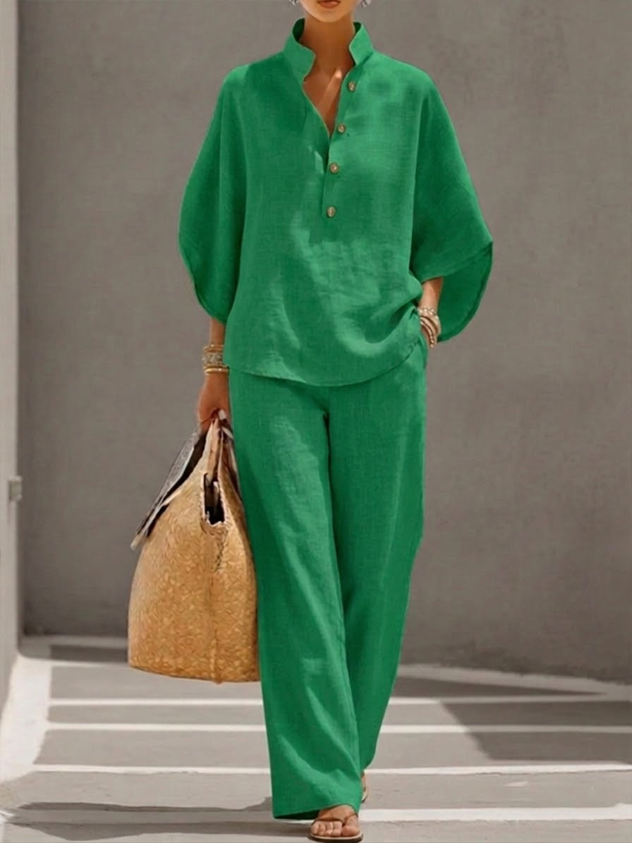 Isla Relaxed Co-ord Set with Wide-Leg Pants