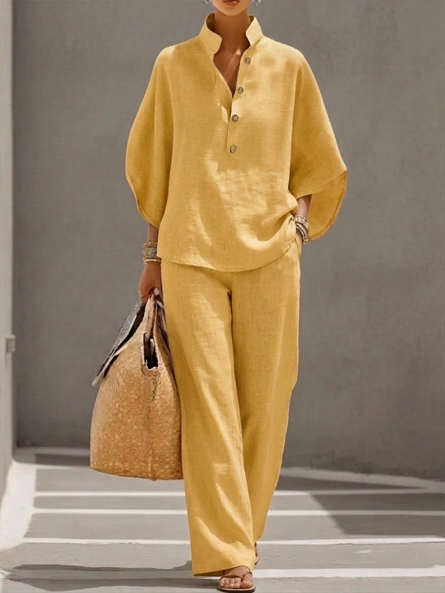 Isla Relaxed Co-ord Set with Wide-Leg Pants